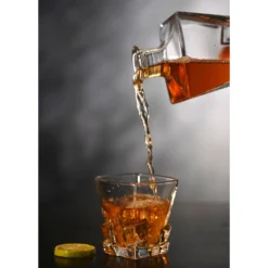 Harvey Makin 4 Whiskey Glasses & Decanter In Wooden Box