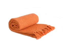 Orange Honeycomb Recycled Cotton Throw -Julian Charles HONExxxxBTO
