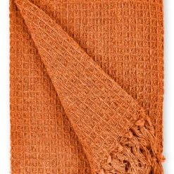 Orange Honeycomb Recycled Cotton Throw -Julian Charles HONExxxxBTO3