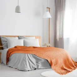 Orange Honeycomb Recycled Cotton Throw -Julian Charles HONExxxxBTO6