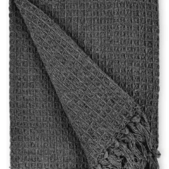 Charcoal Honeycomb Recycled Cotton Throw -Julian Charles HONExxxxCHA3