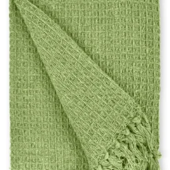 Pistachio Green Honeycomb Recycled Cotton Throw -Julian Charles HONExxxxPIS3