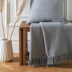 Hayden Grey Cotton Throw (130cm X 180cm) -Julian Charles HaydenThrowGrey02