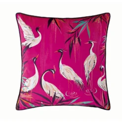 Sara Miller Heron Pink Velvet Feather Cushion (50cm X 50cm)