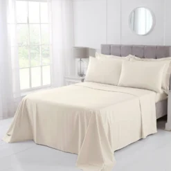 100% Cotton 180TC Cream Flat Sheet