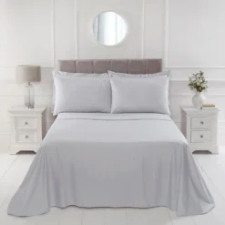 100% Cotton 180TC Grey Flat Sheet -Julian Charles JC 180Tc Grey FH
