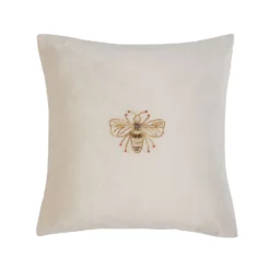 Bee Natural Embellished Velvet Cushion (43cm X 43cm)