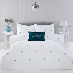 Bluebird White Embroidered Super Soft Duvet Set -Julian Charles JC Bluebird FH Cushion