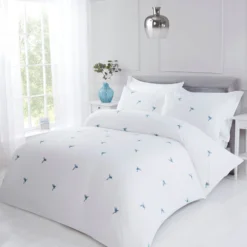 Bluebird White Embroidered Super Soft Duvet Set -Julian Charles JC Bluebird SH
