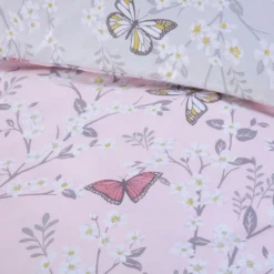 Butterfly Blush Pink Reversible Duvet Set -Julian Charles JC Butterflies Blush CU
