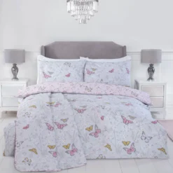 Butterfly Blush Pink Reversible Duvet Set -Julian Charles JC Butterflies Blush FH REV1