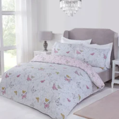 Butterfly Blush Pink Reversible Duvet Set -Julian Charles JC Butterflies Blush SH REV1