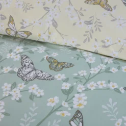 Butterfly Lemon Reversible Duvet Set -Julian Charles JC Butterflies Green CU