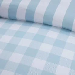 Gingham Aqua Blue Super Soft Duvet Set -Julian Charles JC Check Blue CU