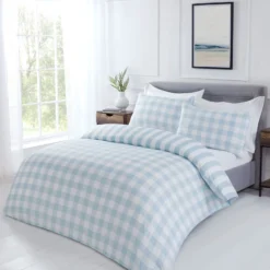 Gingham Aqua Blue Super Soft Duvet Set -Julian Charles JC Check Blue SH 1ade08ad 5c6f 41a3 8b3c 121e4b479b9b