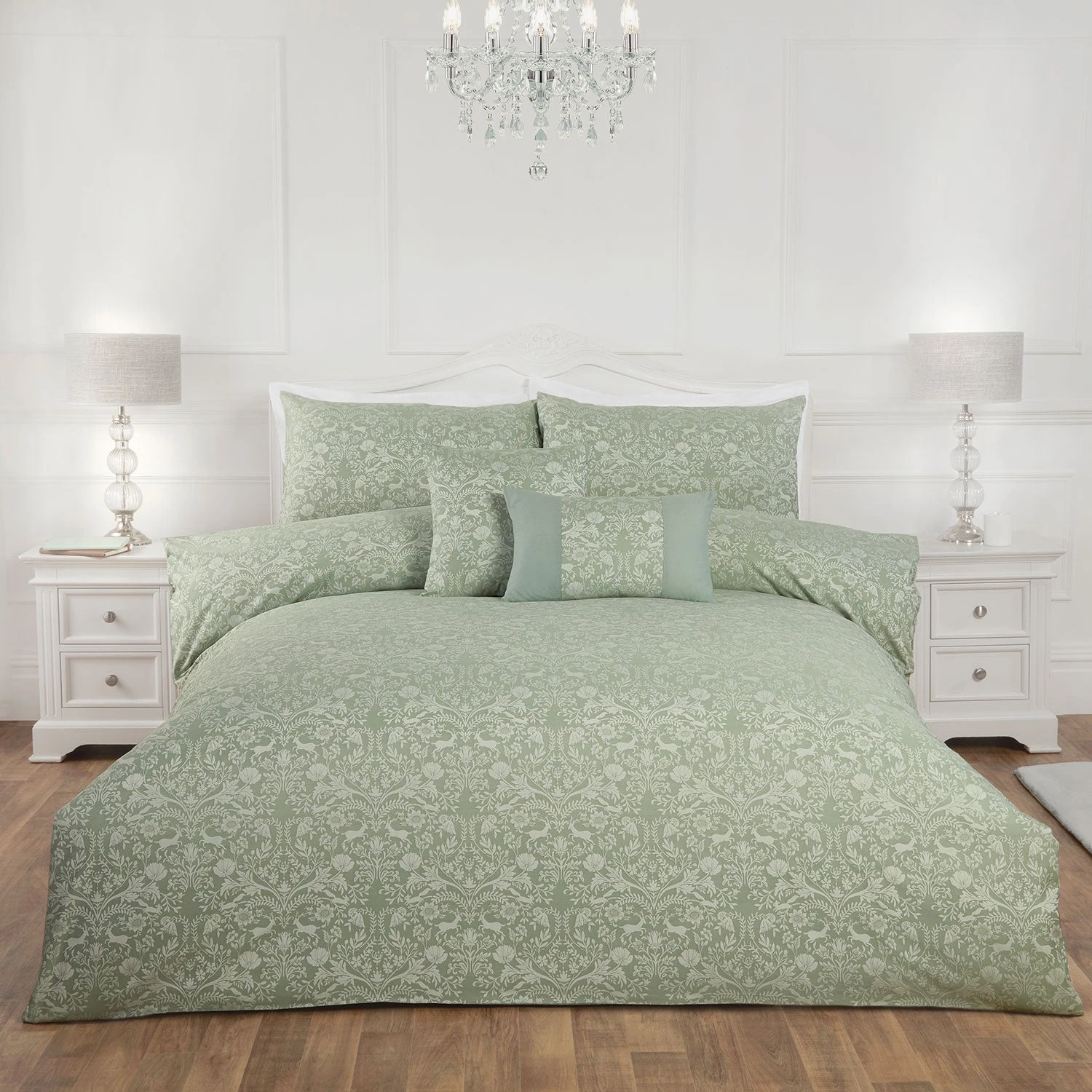 Enchanted Green Luxury Jacquard Duvet Set 1 Enchanted Green Luxury Jacquard Duvet Set