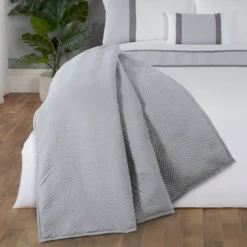 Eton Grey Pinsonic Velvet Throw (240cm X 160cm)