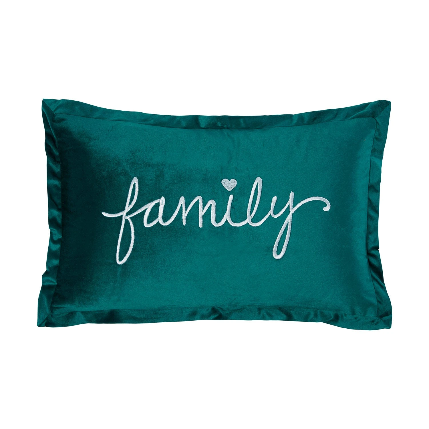 Family Teal Embroidered Velvet Cushion (30cm X 50cm) 1 Family Teal Embroidered Velvet Cushion (30cm X 50cm)