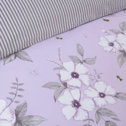 Flower Bee Lilac Reversible Duvet Set -Julian Charles JC Floral Lilac CU