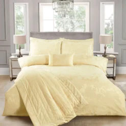 Florentina Lemon Luxury Jacquard Duvet Cover