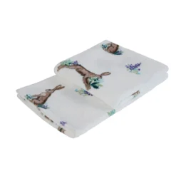 Hare Natural Printed Fleece Throw (130cm X 150cm) 5 Hare Natural Printed Fleece Throw (130cm X 150cm) -Julian Charles JC Hare Natural Throw FOLD CO