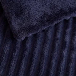 Harper Navy Blue Chunky Ribbed Fleece Throw -Julian Charles JC Harper Throw Large Navy CU