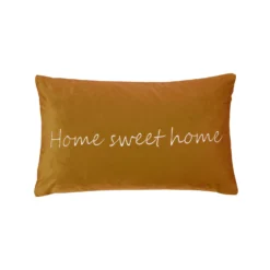 Home Sweet Home Ochre Embroidered Cushion (30cm X 50cm)