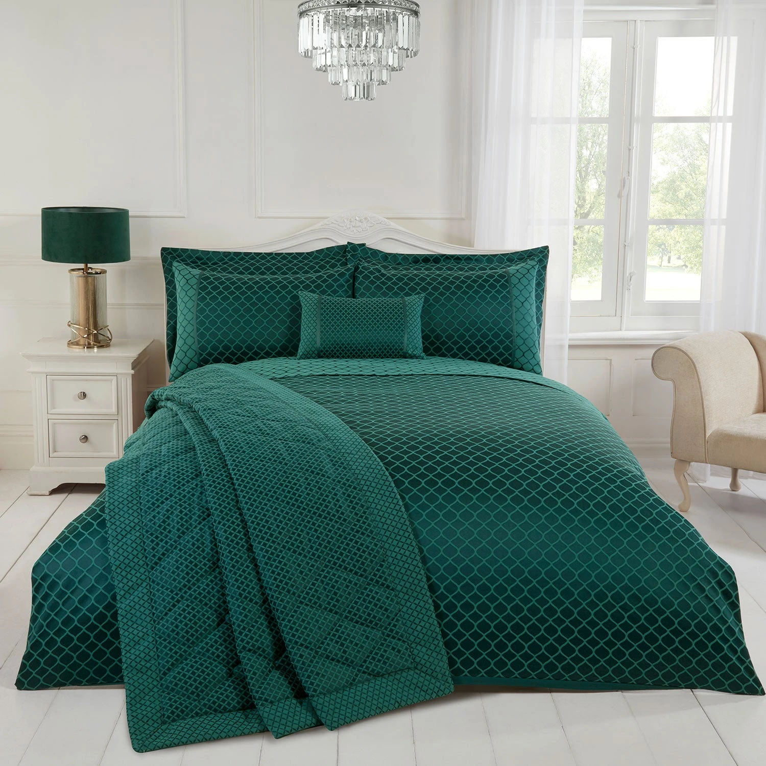 Othello Emerald Luxury Cotton Rich Jacquard Duvet Cover 1 Othello Emerald Luxury Cotton Rich Jacquard Duvet Cover