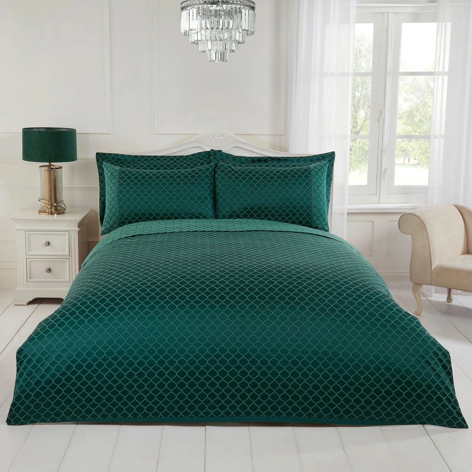 Othello Emerald Luxury Cotton Rich Jacquard Duvet Cover 2 Othello Emerald Luxury Cotton Rich Jacquard Duvet Cover - Image 2
