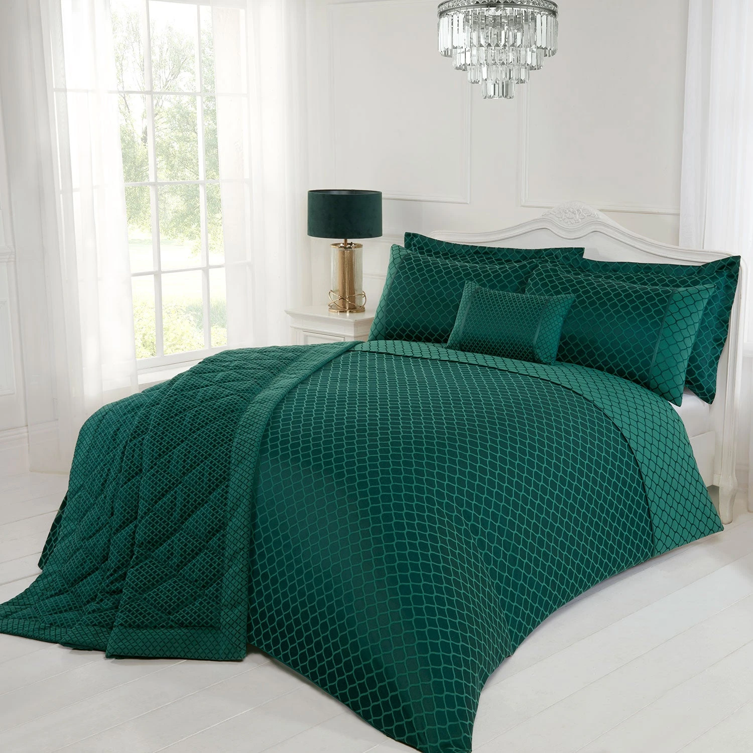 Othello Emerald Luxury Cotton Rich Jacquard Duvet Cover 3 Othello Emerald Luxury Cotton Rich Jacquard Duvet Cover - Image 3