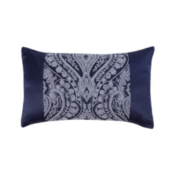 Regency Navy Rope Detail Jacquard Boudoir Cushion (50cm X 30cm)