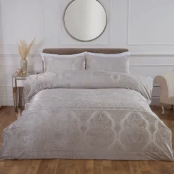 Sicily Champagne Luxury Velvet Jacquard Duvet Set -Julian Charles JC Sicily FP