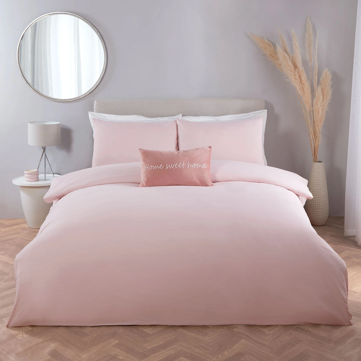 Home Sweet Home Blush Pink Velvet Cushion (30cm X 50cm) 2 Home Sweet Home Blush Pink Velvet Cushion (30cm X 50cm) - Image 2