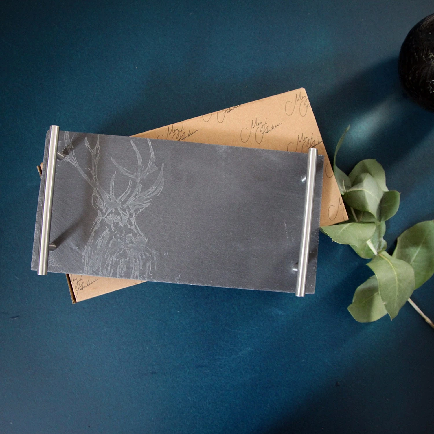 Meg Hawkins Stag Slate Tray With Handles (30x15cm) 3 Meg Hawkins Stag Slate Tray With Handles (30x15cm) - Image 3