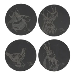 Meg Hawkins Engraved Animal Slate Coasters (Set Of 4)