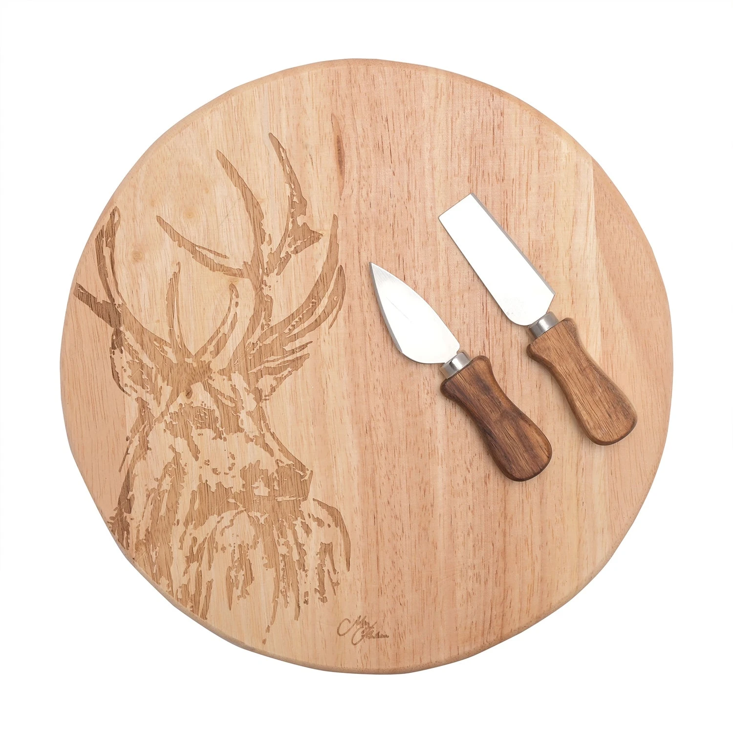 Meg Hawkins Stag Round Cheese Board And Knife Set 1 Meg Hawkins Stag Round Cheese Board And Knife Set