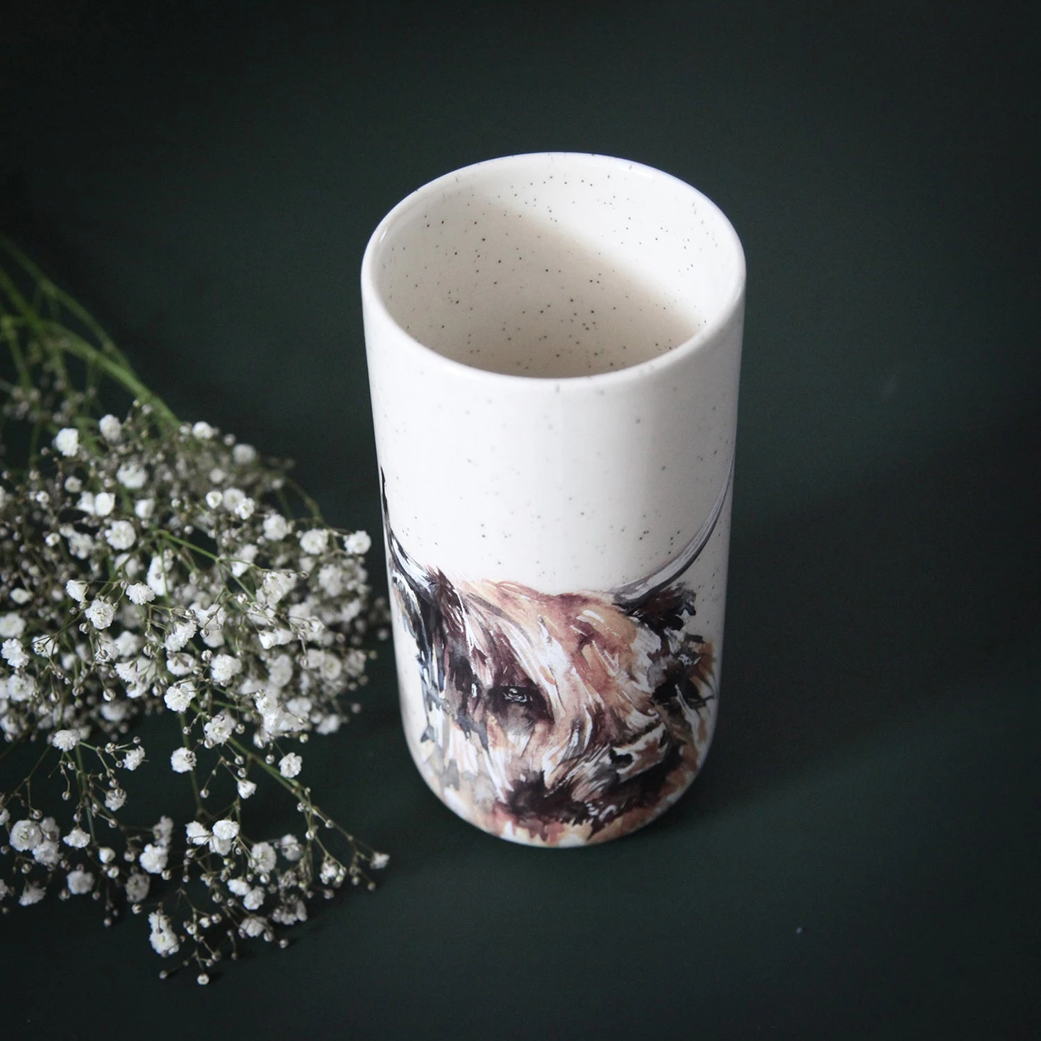 Meg Hawkins Highland Cow Tall Ceramic Vase 2 Meg Hawkins Highland Cow Tall Ceramic Vase - Image 2