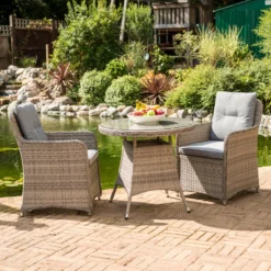 Milan Grey Bistro Set With 70cm Table