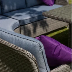 Milan Grey Large Garden Curved Corner Unit With Glass Dining Table -Julian Charles MilanLargeCornerCloseUp Photoroom