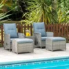 Milan Grey Lounger Set With 2 Armchairs And Side Table