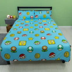 Nintendo Super Mario Continue Rotary Duvet Set -Julian Charles NINNUEDD001UK2 NINTENDO CONTINUE DOUBLE 91 ROT DUVET ROOM SHOT REVERSE