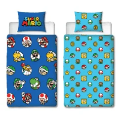 Nintendo Super Mario Continue Rotary Duvet Set -Julian Charles NINNUEDS001UK1 NINTENDO CONTINUE SNG 91 ROT DUVET OVERHEAD COMBINED