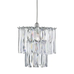 2-Tier Chrome Frame Clear Acrylic Pendant Shade -Julian Charles Non ElecPendant 2 TierChromeFrame ClearAcrlyicDeco2