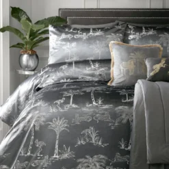 Laurence Llewelyn-Bowen Oasis Slate Velvet Duvet Set -Julian Charles Oasis Duvet Slate 02
