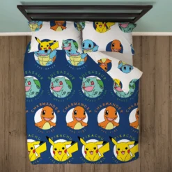 Pokemon Gotta Rotary Duvet Set -Julian Charles POK571 POKEMON GOTTA DBL 91 ROT WITH FOLD FRONT