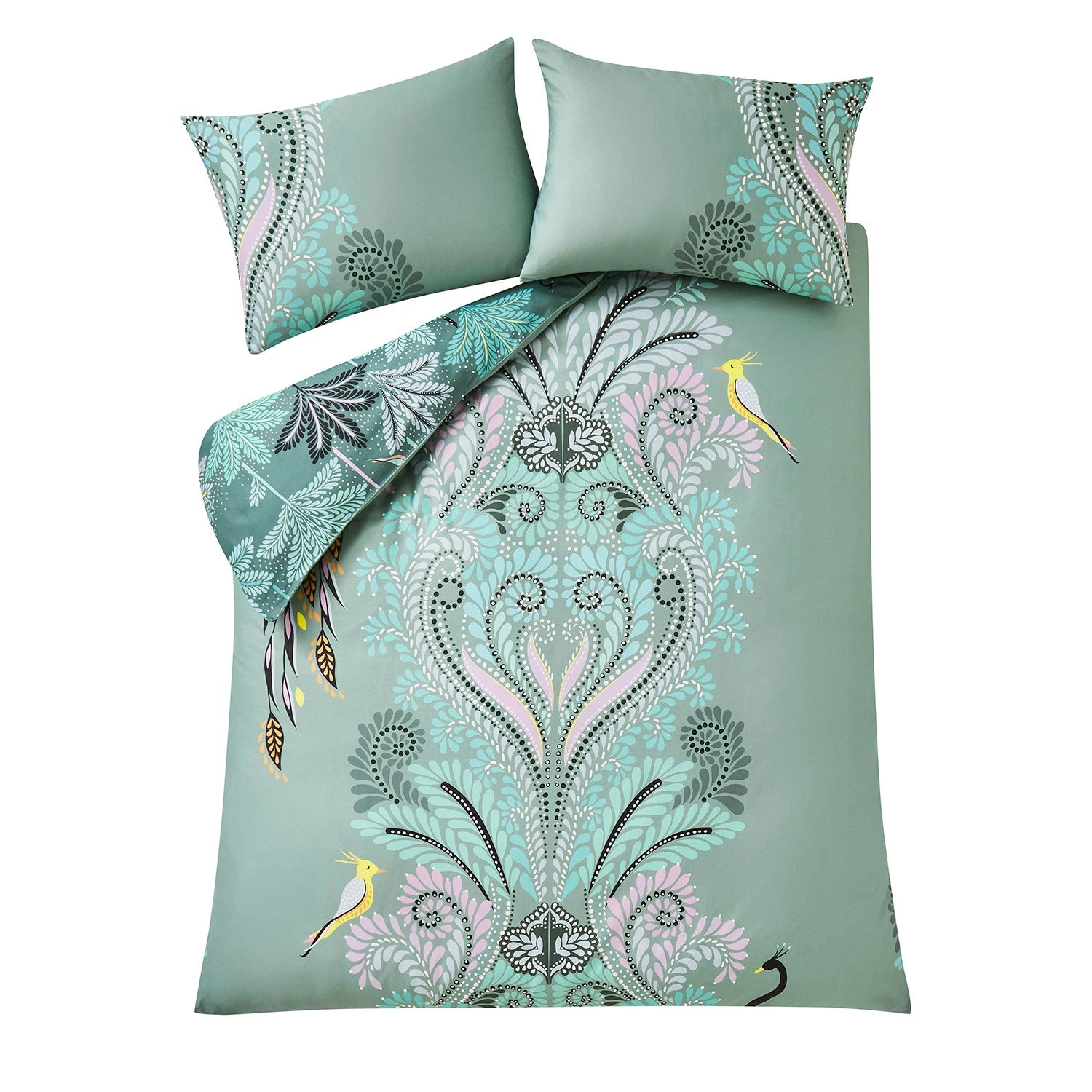 Sara Miller Peacock Filigree Dark Sage Cotton Duvet Set 7 Sara Miller Peacock Filigree Dark Sage Cotton Duvet Set - Image 7
