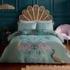 Sara Miller Peacock Filigree Dark Sage Cotton Duvet Set