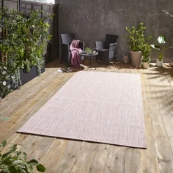 POP Outdoor Pink Flat Weave Plain Rug