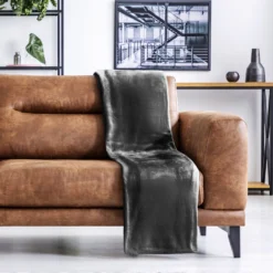 Charcoal Grey Snug Flannel Fleece Super Soft Throw