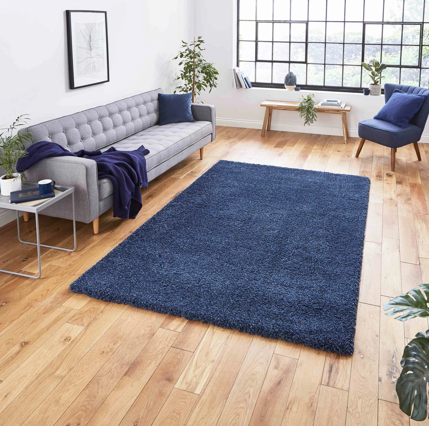 Sierra 9000 Dark Blue Shaggy Rug 1 Sierra 9000 Dark Blue Shaggy Rug